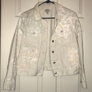 J. Crew White Jean Jacket w/ Paint Splatter Size S